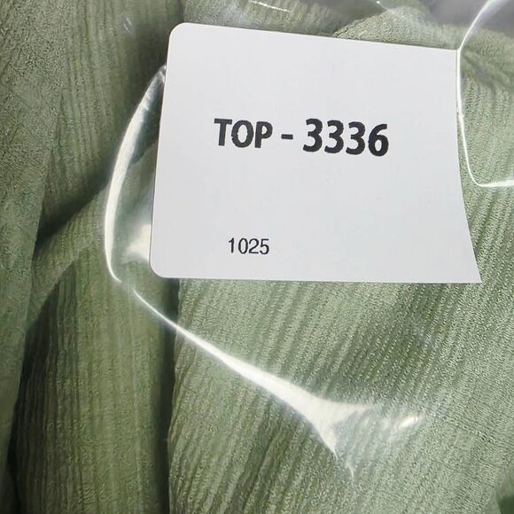 Mine Sage Green Ruffle Tie Neck Sleeveless Blouse Size M - Picture 9 of 9